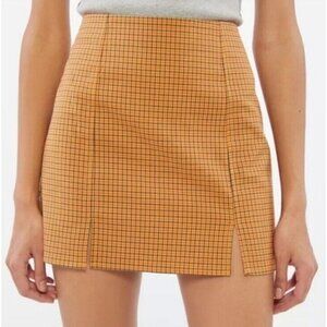 Urban Outfitters Betty Double Notched Plaid Mini Skirt Orange S Preppy Academia